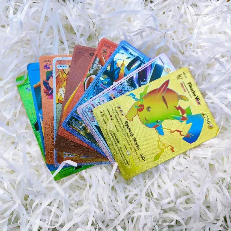 10~150Pcs Pokemon Cards German Spanish French English Vmax GX Color Energy Card Pikachu Rare Collection Battle Trainer Boys Gift