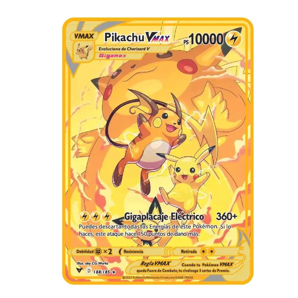 2022Spanish Pokémon Cards Metal Pokemon Letters Spanish Pokemon Iron Cards Mewtwo Pikachu Gx Charizard Vmax Cartas Pokémon Vmax
