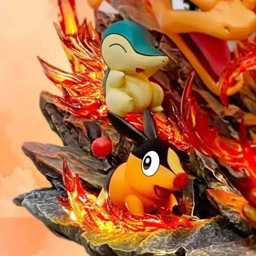 Anime Pokemon Charizard Family Figure Bucket Ocean Blastoise Valley Collectible Action Figurine Statue Dolls Model Ornaments