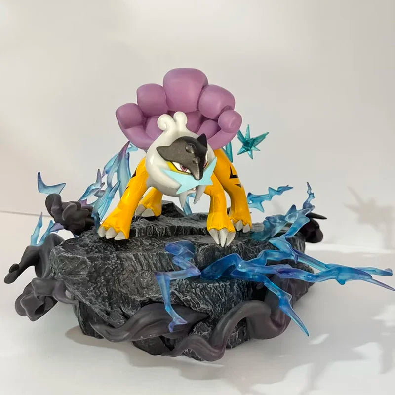 25cm New Pokemon Anime Figure Raikou Peripheral PVC Model Scene Statue Desktop Decoration Ornaments Kids Birthday Gifts Toys