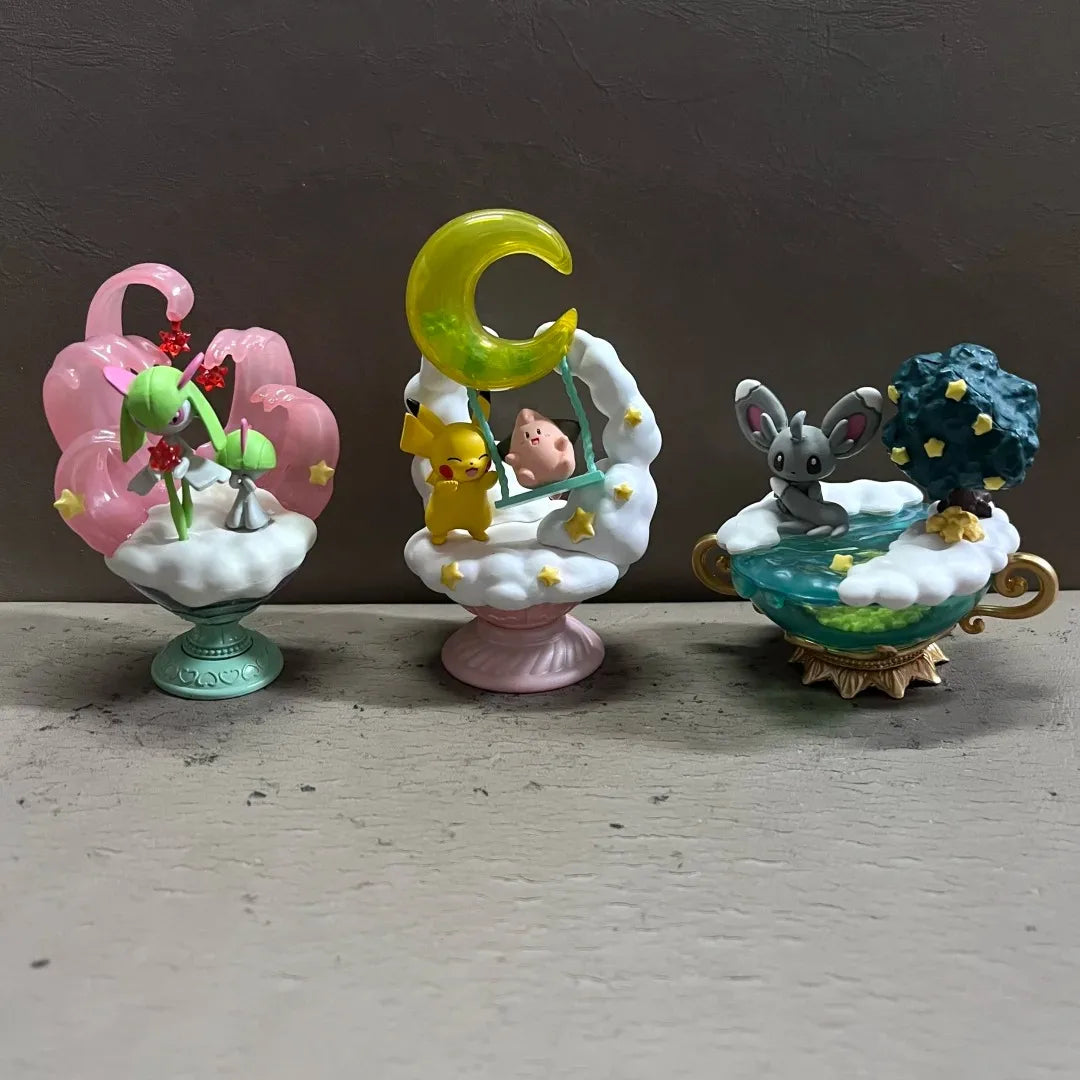 Original Re-Ment Pokemon Starrium Series Dreaming Moonlit Night Absol Glaceon Minccino Pikachu&Cleffa Kirlia&Ralts Ponyta Toy