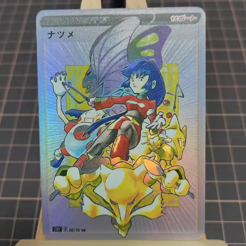 16Pcs/set PTCG Pokemon Anime Collection DIY Personality Style Trainers Series Color Holographic Flash Card Gym Leader AshKetchum