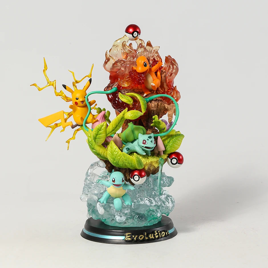 Pokemon Pikachu Charmander Bulbasaur Squirtle Evolution PVC Collection Model Statue Anime Figure Toy