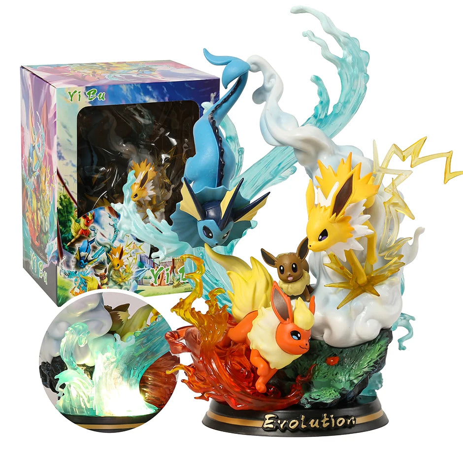 Pokemon Evolution Charizard Charmander Mewtwo Mew PVC Figure Collectible Model Toy with Light