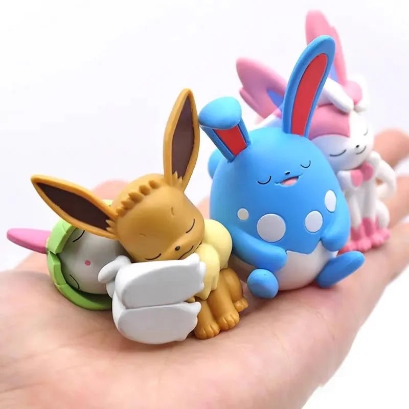 Anime Pokemon Gashapon Toys Shoulder to Shoulder Series 6 Eevee Sylveon Ralts Azumarill Cartoon Figure Model Dolls Kids Gifts