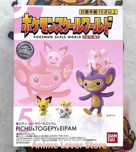 Bandai Original Scale World POKEMON Johto Region Gold Typhlosion Wobbuffet Totodile Togepi Pichu Anime Figure Toys for Kids Gift
