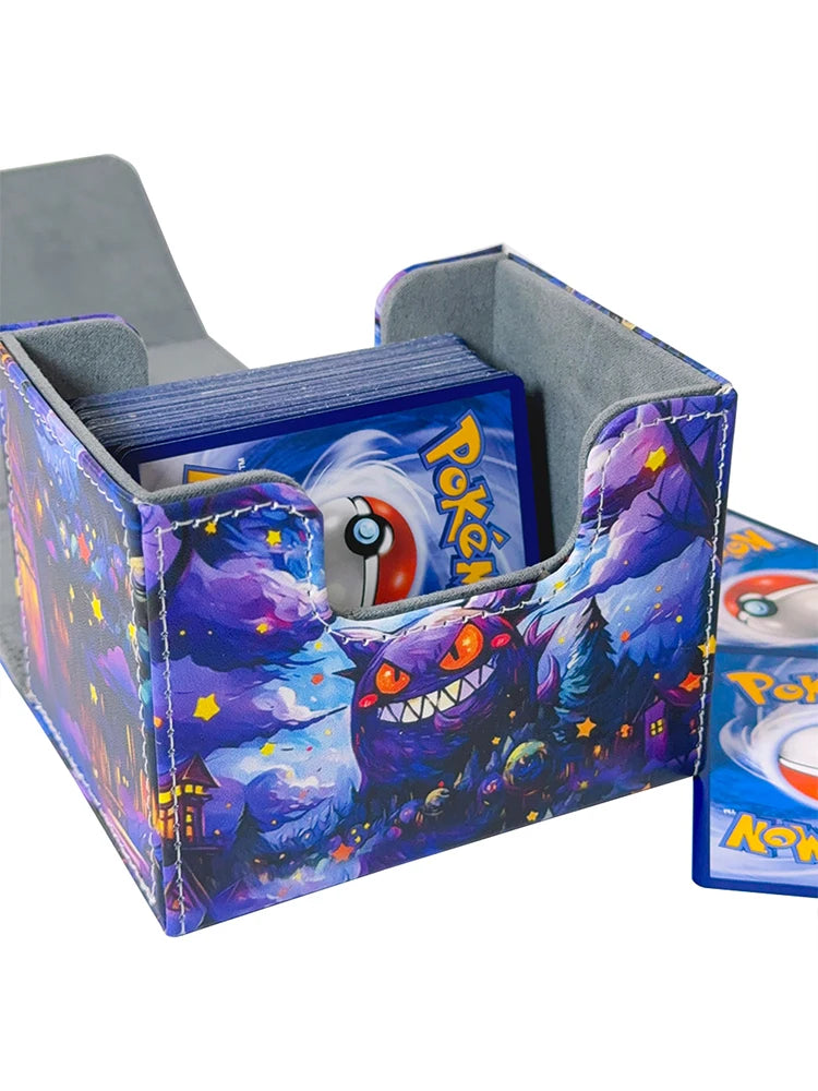 Anime Pokemon Pikachu Deck Box The Starry Night Style Yugioh WS OCG PTCG Trading Cards Pu Leather Storage Collection Box 110+