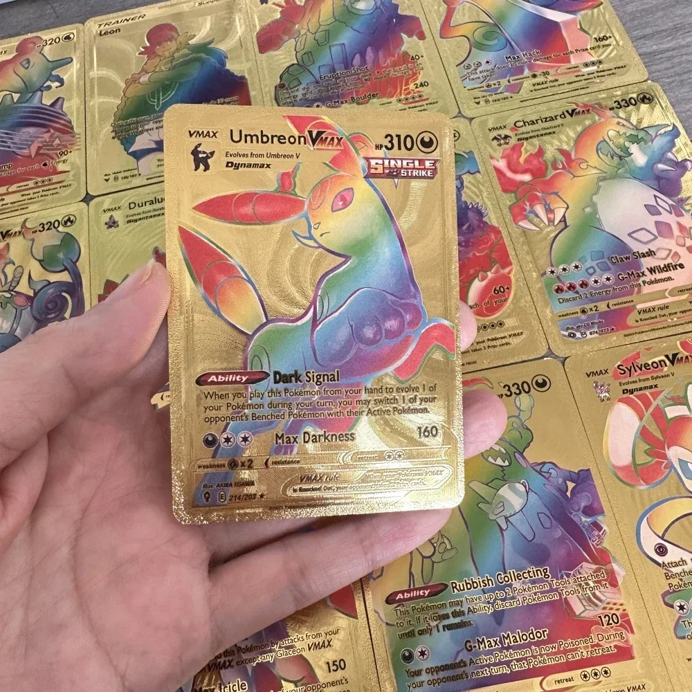 2024 NEW 27-55PCS Pokemon Colorful Gold Foil Card Charizard Pikachu Arceus Silver Rainbow English German VSTAR GX V VMAX Card