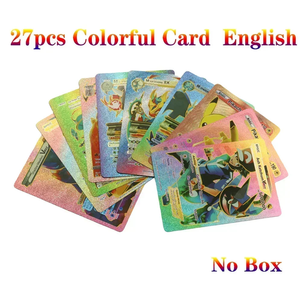 27-55PCS Pokemon Colorful Gold Foil Card Charizard Pikachu Arceus Silver Rainbow English Spanish VSTAR VMAX Card