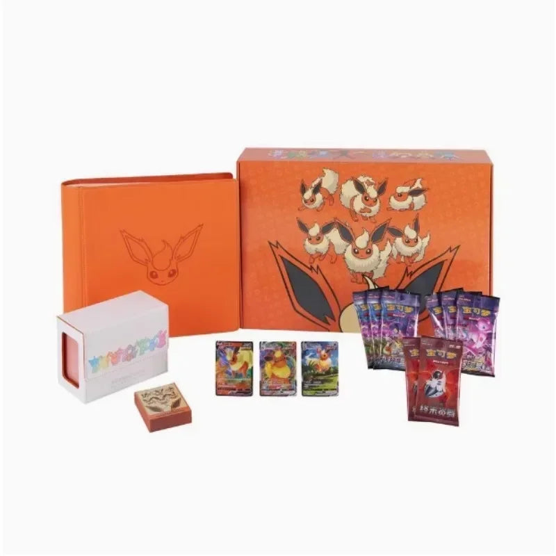 100%Original Game PTCG Card Chinese Ibrahimovic Advanced Gift Box Reib Fire Eevee Water Eevee Custom Collectible Card Gifts