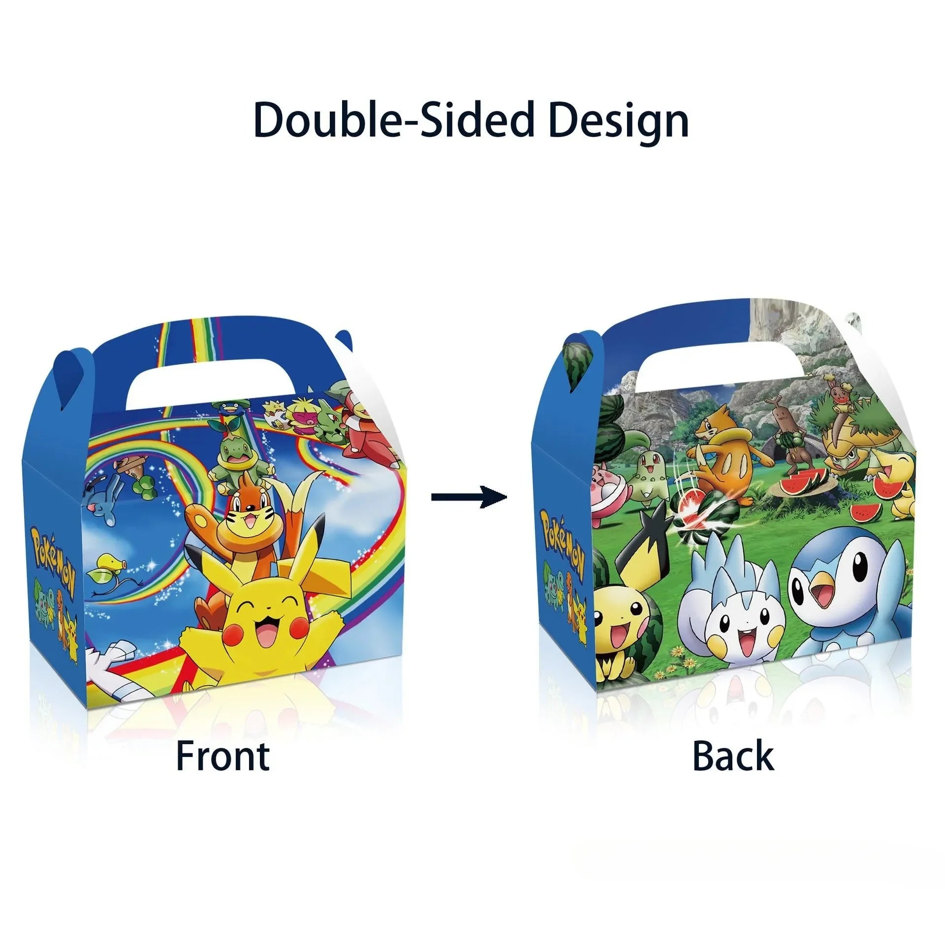 12/60PCS Pokemon Birthday Party Decor Pikachu Boy Paper Gift Bag Candy Box Baby Shower For Kids Favor Event Party Supplies Gifts