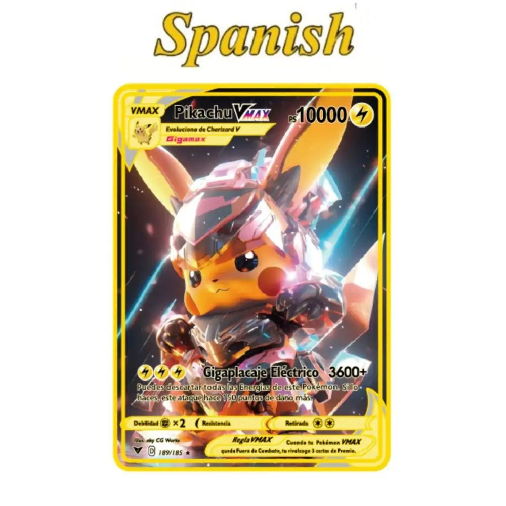 2022Spanish Pokémon Cards Metal Pokemon Letters Spanish Pokemon Iron Cards Mewtwo Pikachu Gx Charizard Vmax Cartas Pokémon Vmax