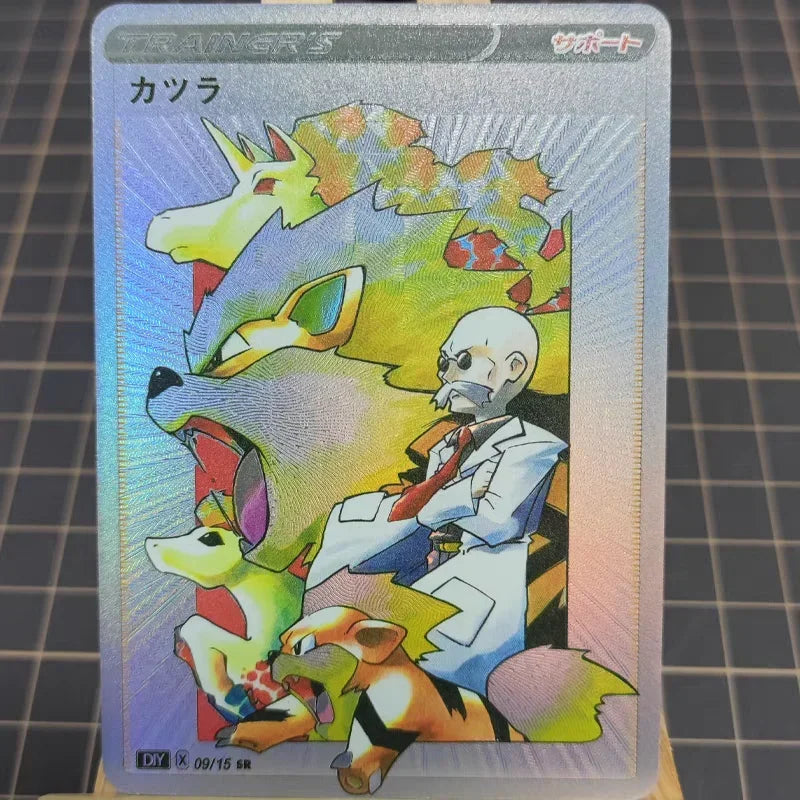 16Pcs/set PTCG Pokemon Anime Collection DIY Personality Style Trainers Series Color Holographic Flash Card Gym Leader AshKetchum