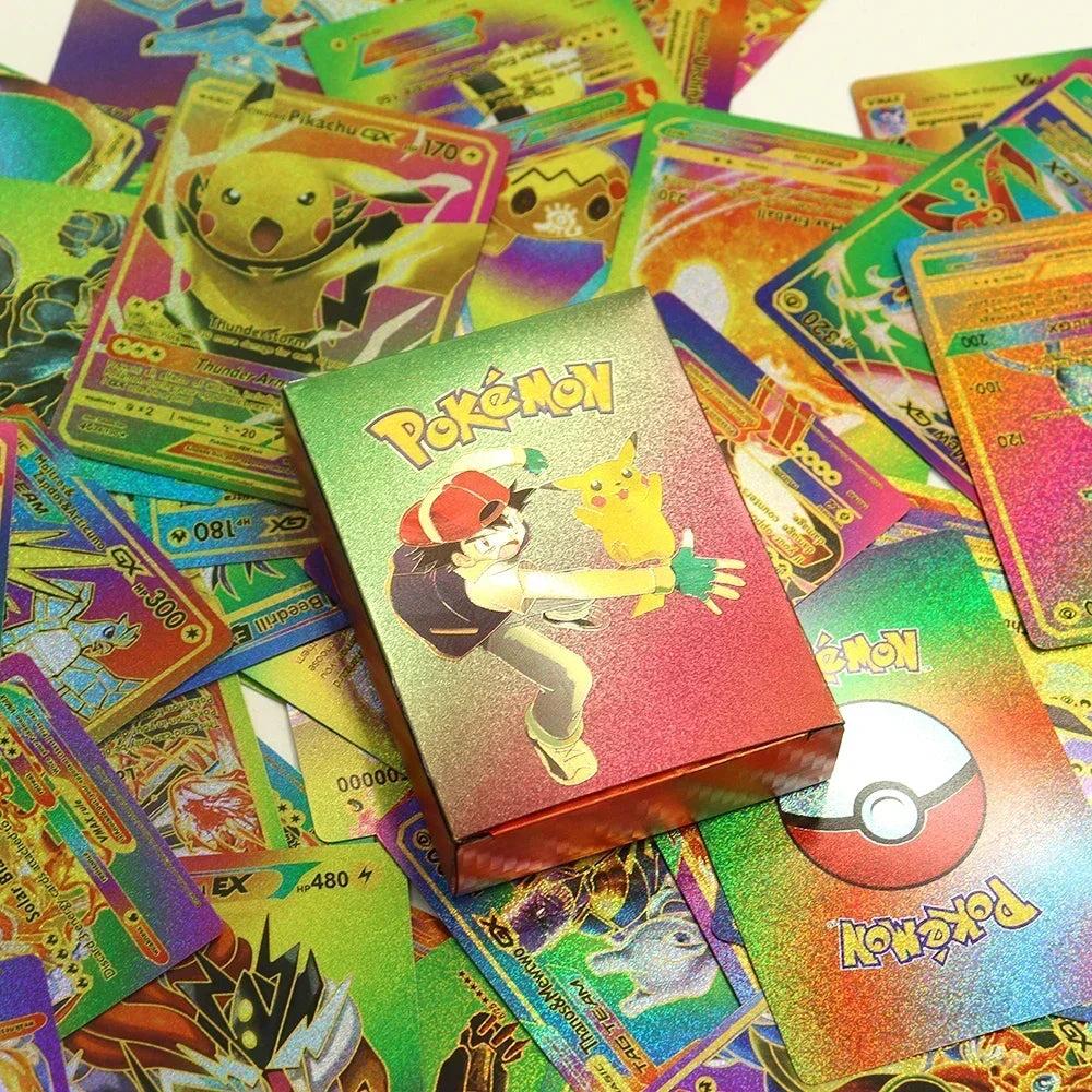 27-55PCS Pokemon Colorful Gold Foil Card Charizard Pikachu Arceus Silver Rainbow English Spanish VSTAR VMAX Card