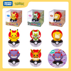 Original Pokemon Figure Toy Sprigatito Pikachu Gengar Psyduck Eevee Vocal Bounce Pinch Doll Anime Elf Ball Model Decoration