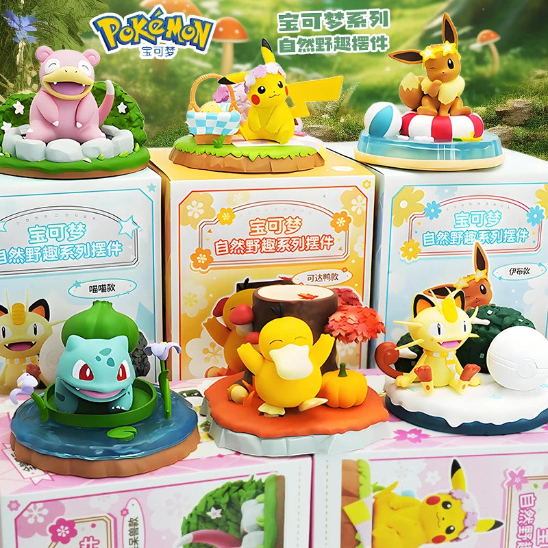 Anime Pokemon Figure Pikachu Eevee Meowth Bulbasaur Decoration Ornaments Action Figure Model Toys Children Birthday Gifts