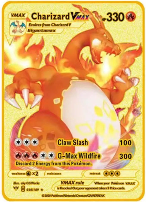 Pokemon English Metal Game Collection Card Anime Figure Charizard Pikachu Blastoise Mewtwo Battle Collection Carte Card Toy Gift