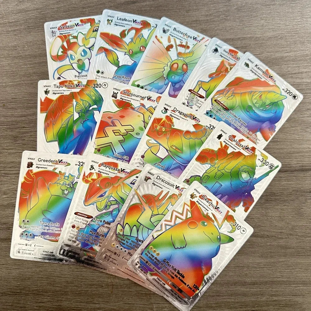 2024 NEW 27-55PCS Pokemon Colorful Gold Foil Card Charizard Pikachu Arceus Silver Rainbow English German VSTAR GX V VMAX Card