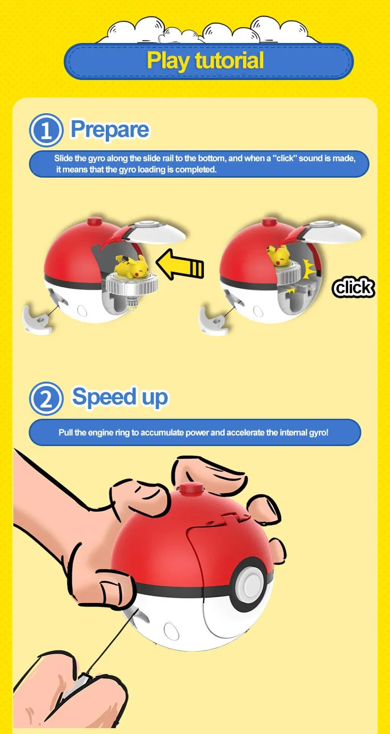 Pocket Monsters Pokemon Spinning Top Arena Figure Top Ball Battle Gyro Pikachu Charmander Squirtle Mew Eevee Elf Children Toy