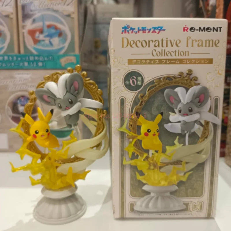 Re-Ment Pokemon Figures Decor Frame Collection Alolan Ninetales Ceruledge Serperior Pikachu Suicune Sylveon Toy Surprise Gift