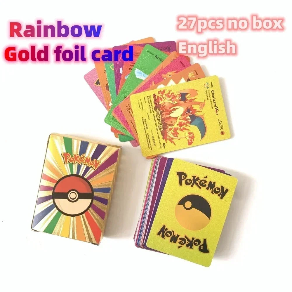 2024 NEW 27-55PCS Pokemon Colorful Gold Foil Card Charizard Pikachu Arceus Silver Rainbow English German VSTAR GX V VMAX Card