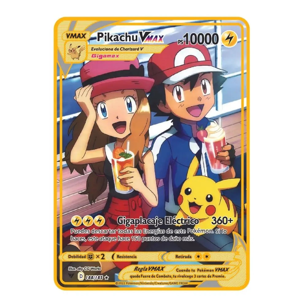 2022Spanish Pokémon Cards Metal Pokemon Letters Spanish Pokemon Iron Cards Mewtwo Pikachu Gx Charizard Vmax Cartas Pokémon Vmax