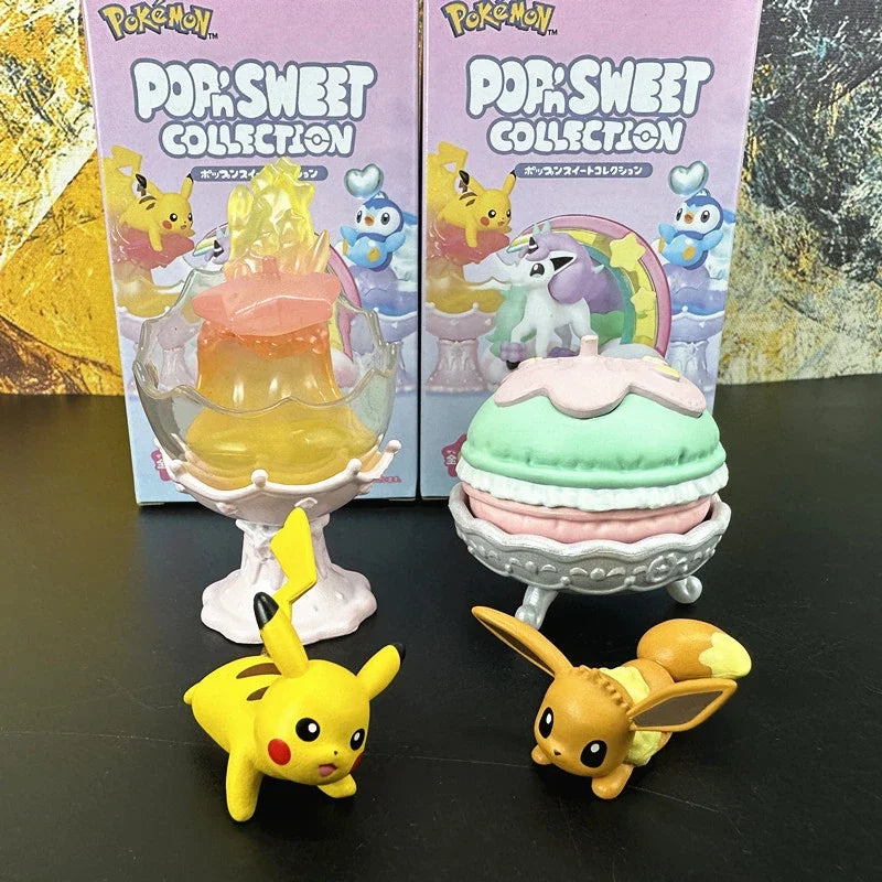 Pokemon Miniature Scene Ornaments Cup Figures Blind Box Toys Ponyta Gengar Pachirisu Emolga Doll Model Toys Kids Gifts