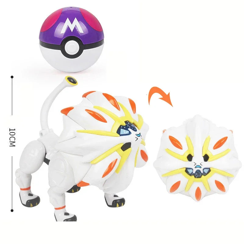 Pokemon Action Figure Transformer Doll Pokeball Figurine Poke Ball Deform Pikachu Greninja Lucario Mew Snorlax Lapras Kids Toy