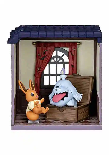 Original Re-Ment Pokemon Incredible Haunted House 2 Litwick Eevee Mimikyu Mismagius Greavard Action Figure Model Decor Toys Gift