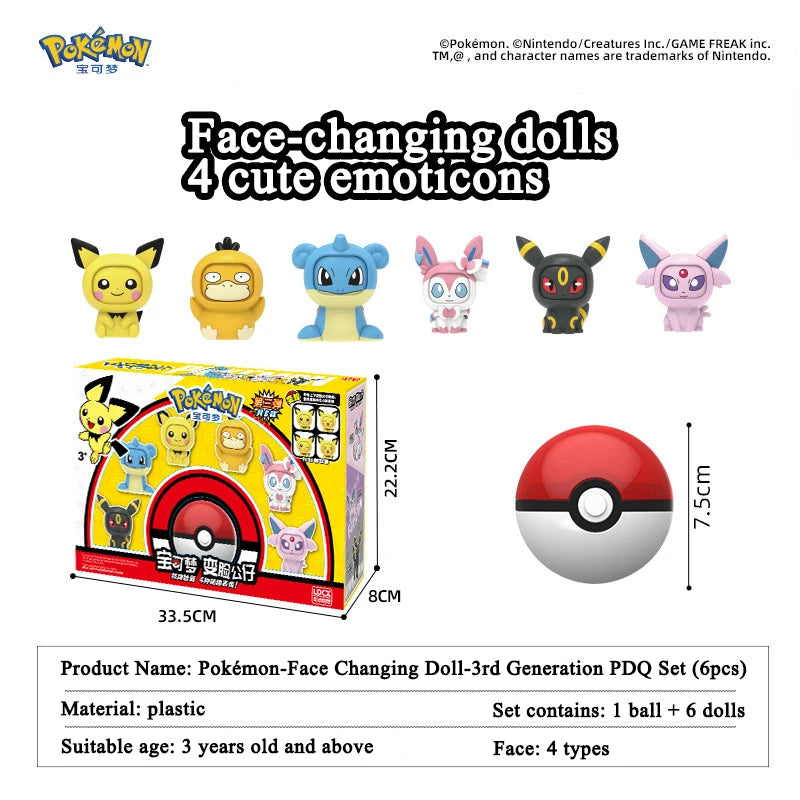 Pokeball Pokemon Pikachu Figures Toys Doll Poke Ball Face-changing Pocket Monsters Action Figure Kid Boys Girls Set Toy Gifts