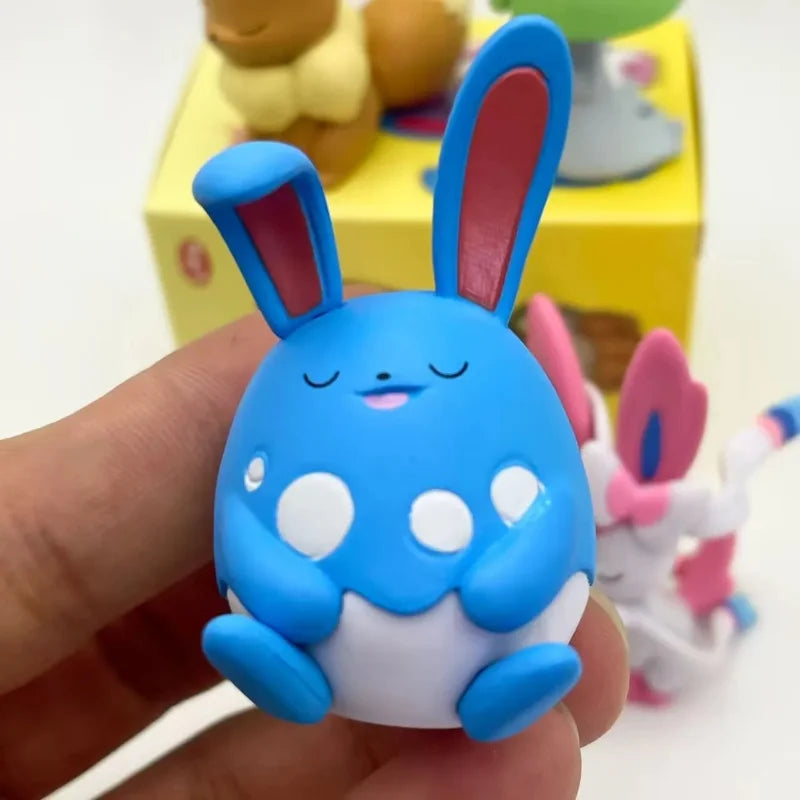 Anime Pokemon Gashapon Toys Shoulder to Shoulder Series 6 Eevee Sylveon Ralts Azumarill Cartoon Figure Model Dolls Kids Gifts