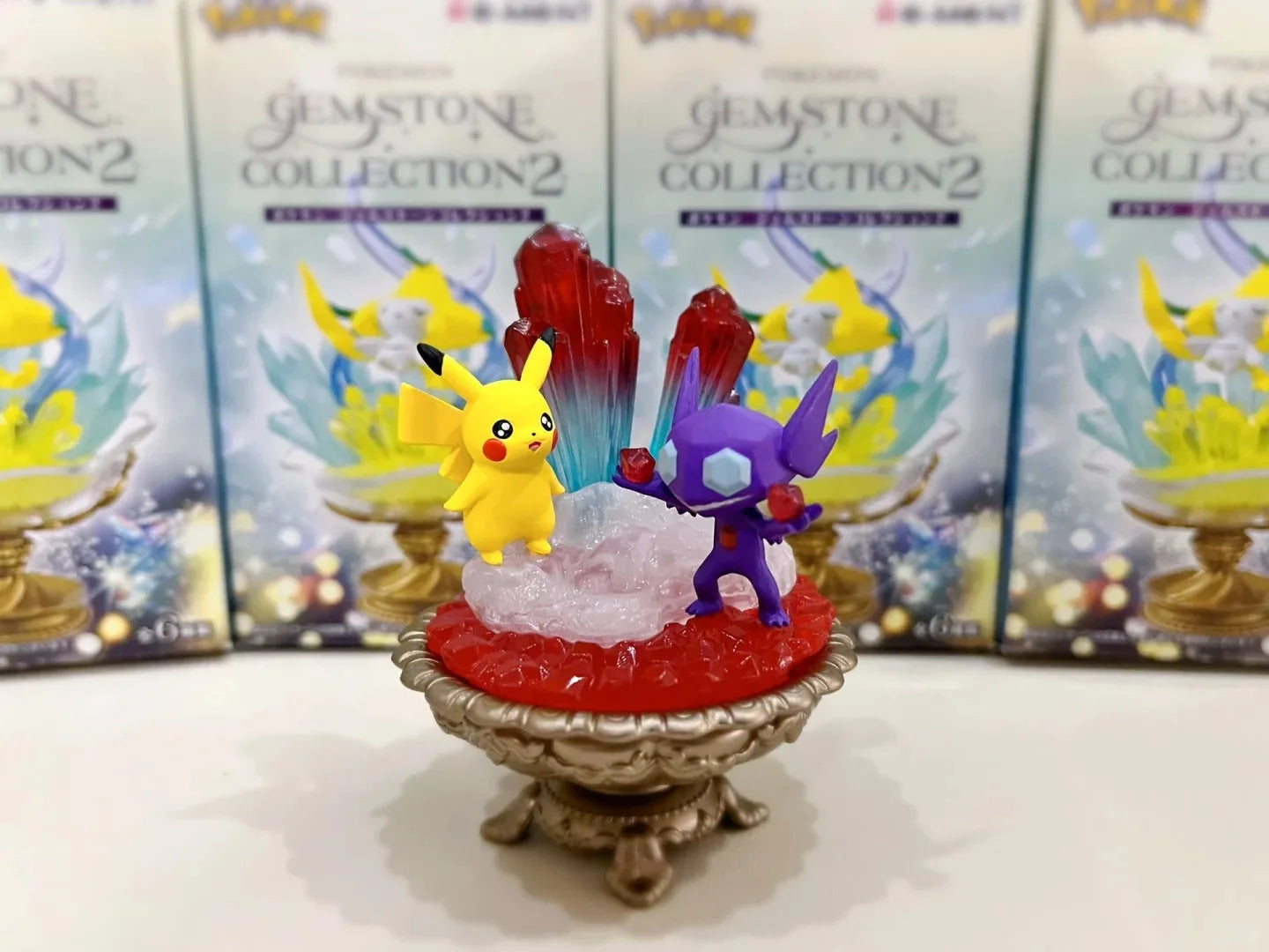 Original Pokemon Re-Ment GEM STONE COLLECTION 2 Chandelure Dragonair Pikachu and Sableye Sylveon Whimsicott Jirachi Model Toys