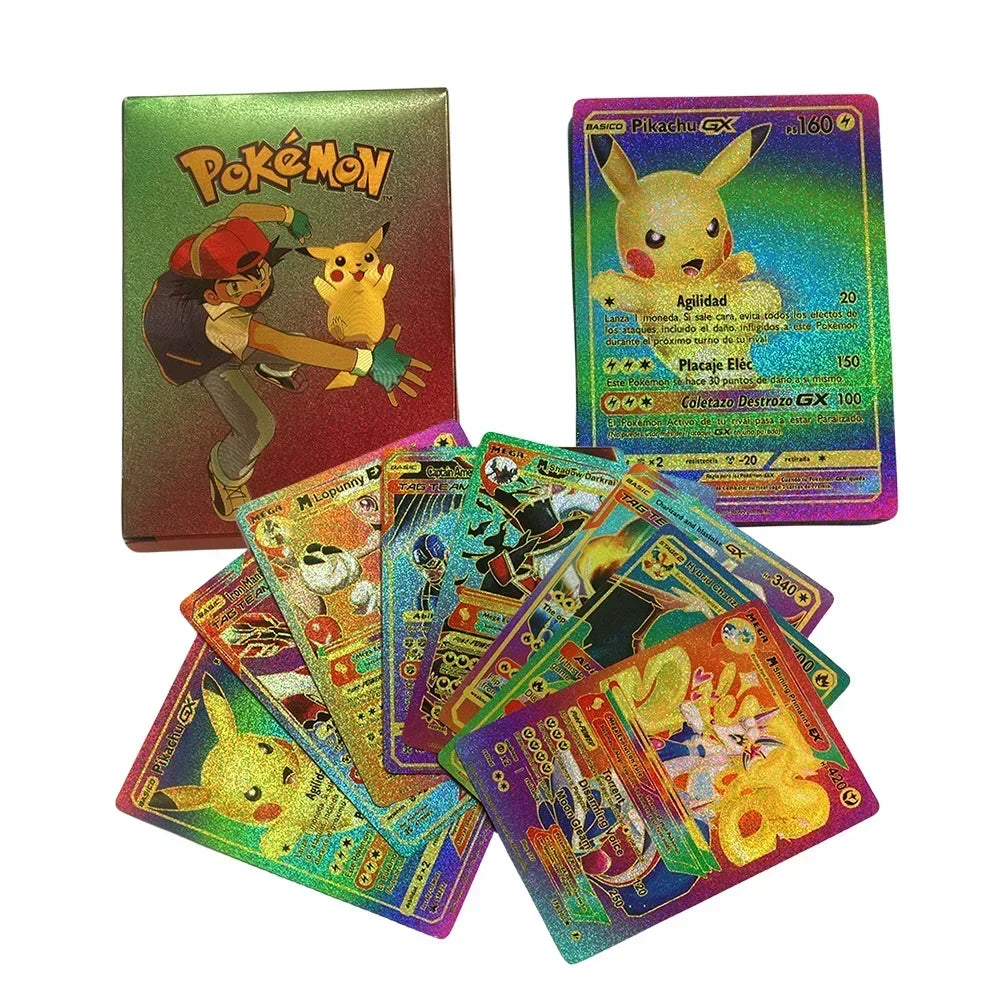 27-55PCS Pokemon Colorful Gold Foil Card Charizard Pikachu Arceus Silver Rainbow English Spanish VSTAR VMAX Card