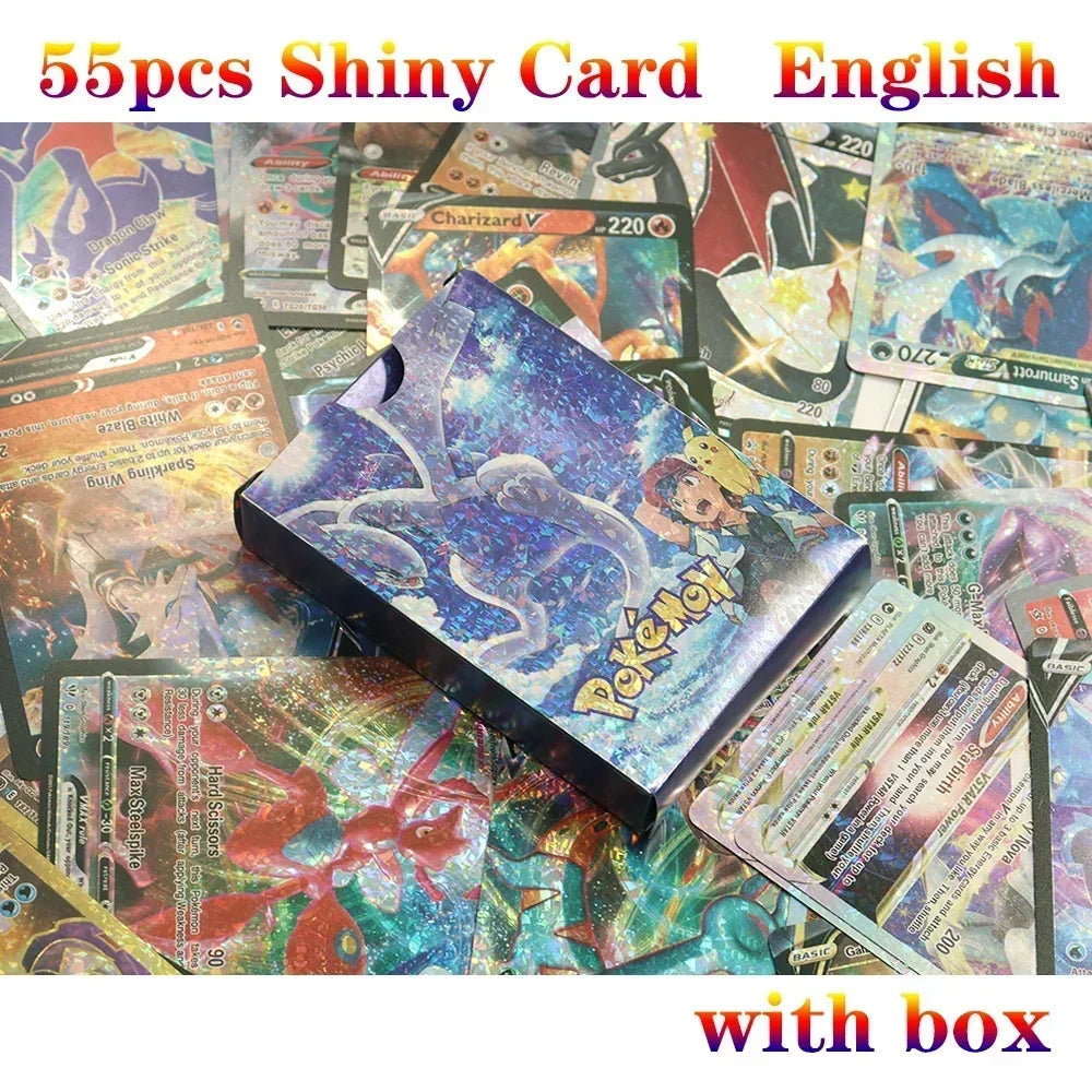 27-55PCS Pokemon Colorful Gold Foil Card Charizard Pikachu Arceus Silver Rainbow English Spanish VSTAR VMAX Card