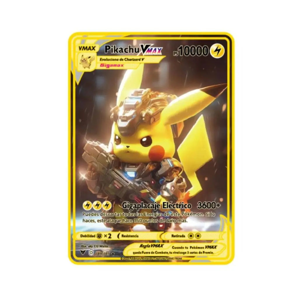 2022Spanish Pokémon Cards Metal Pokemon Letters Spanish Pokemon Iron Cards Mewtwo Pikachu Gx Charizard Vmax Cartas Pokémon Vmax