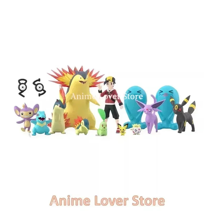 Bandai Original Scale World POKEMON Johto Region Gold Typhlosion Wobbuffet Totodile Togepi Pichu Anime Figure Toys for Kids Gift