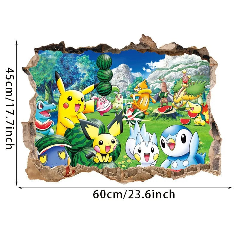 Pokemon PVC Wall Stickers Pikachu Anime Cartoon Room Wall Sticker Decor Living Room Dormitory Decoration Poster