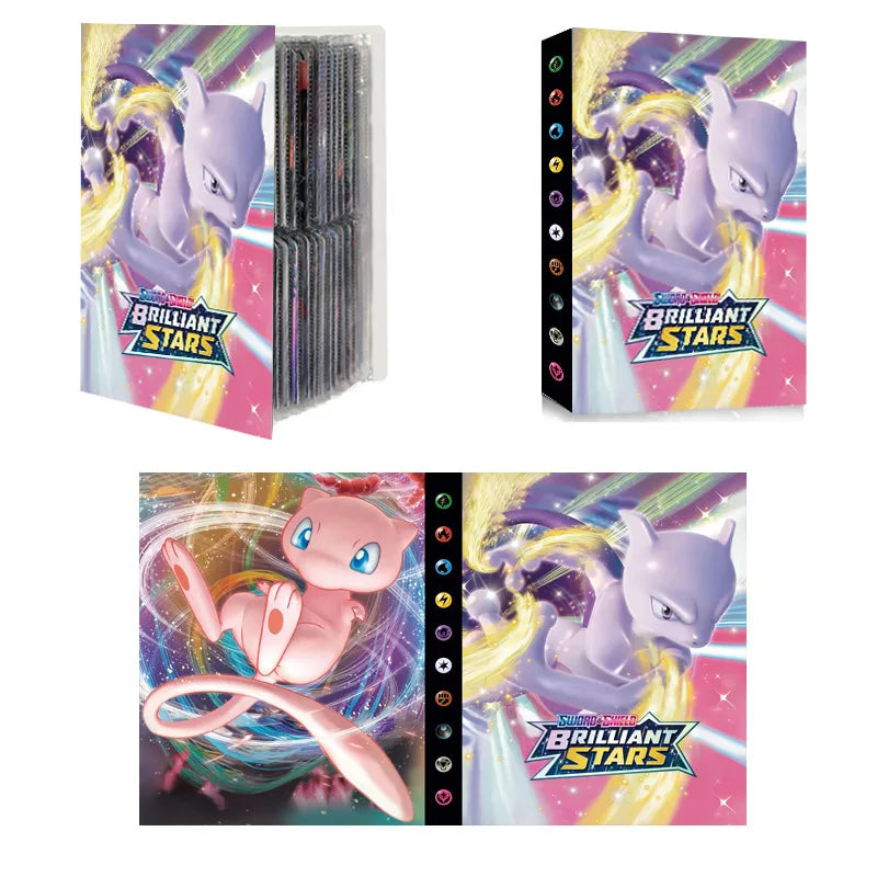 240PCS Pokemon Pikachu Mewtwo Game Card Collective Book Basketball Football Anime Card Protector Notebook Card Collection Folder