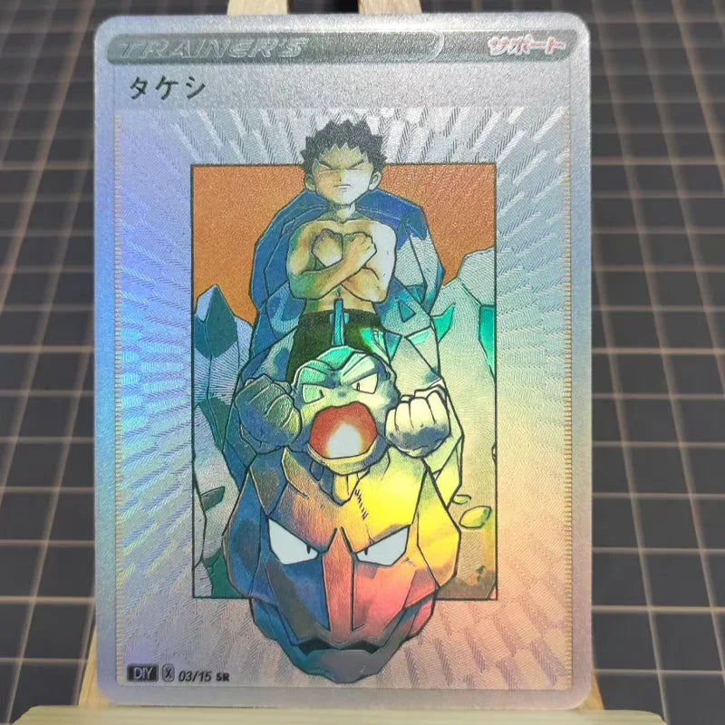 16Pcs/set PTCG Pokemon Anime Collection DIY Personality Style Trainers Series Color Holographic Flash Card Gym Leader AshKetchum