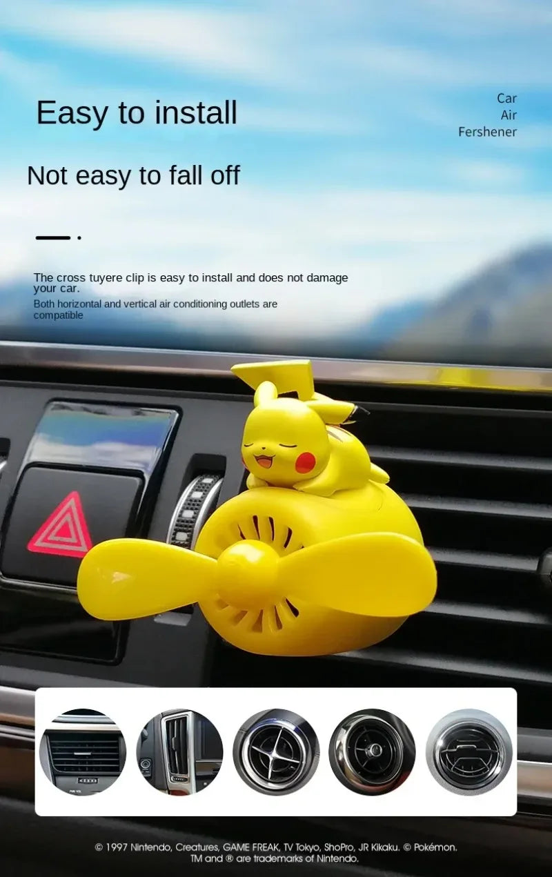 Pokemon Cartoon Anime Pikachu Car Air Freshener Perfume Diffuser Rotating Propeller Outlet Fragrance Auto Decoration Accessories