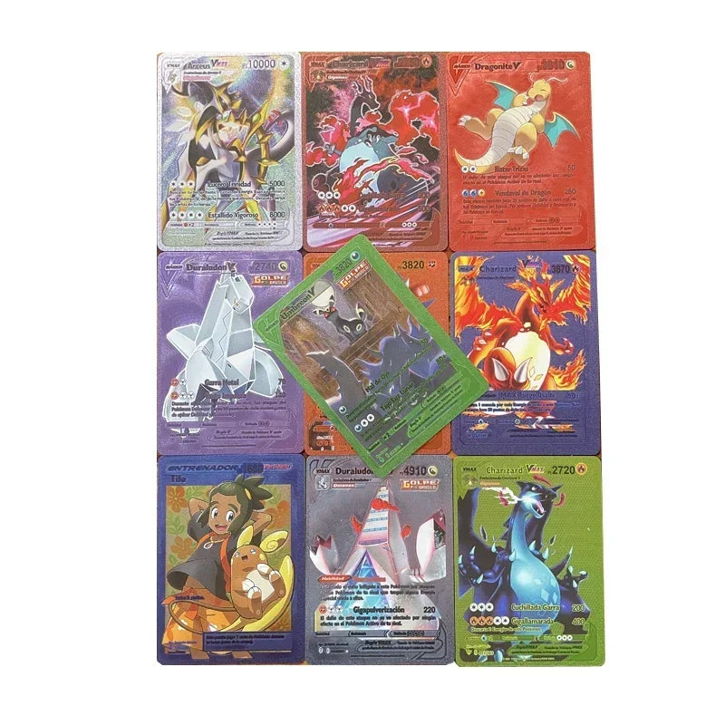 10~150Pcs Pokemon Cards German Spanish French English Vmax GX Color Energy Card Pikachu Rare Collection Battle Trainer Boys Gift