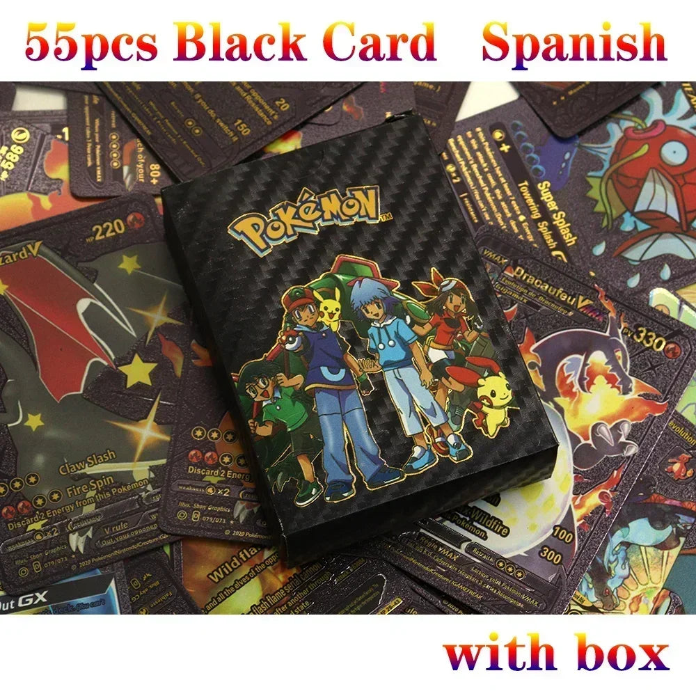 27-55PCS Pokemon Colorful Gold Foil Card Charizard Pikachu Arceus Silver Rainbow English Spanish VSTAR VMAX Card