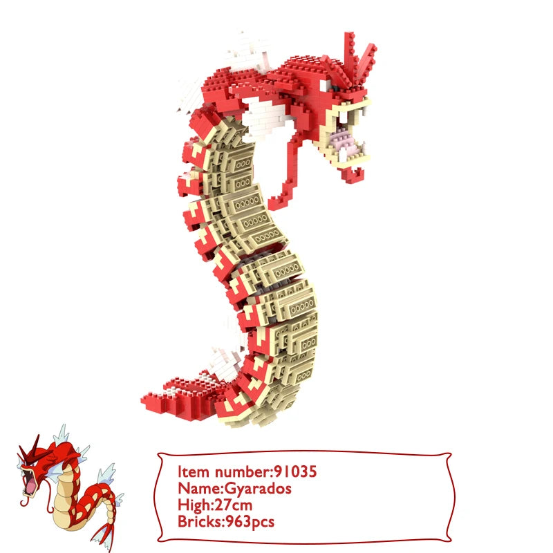 Pokemon Building Block Lucario Mewtow Cubone Gyarados Gengar Piplup Mega Charizard Figure DIY Assembly Micro Bricks Toys for Kid