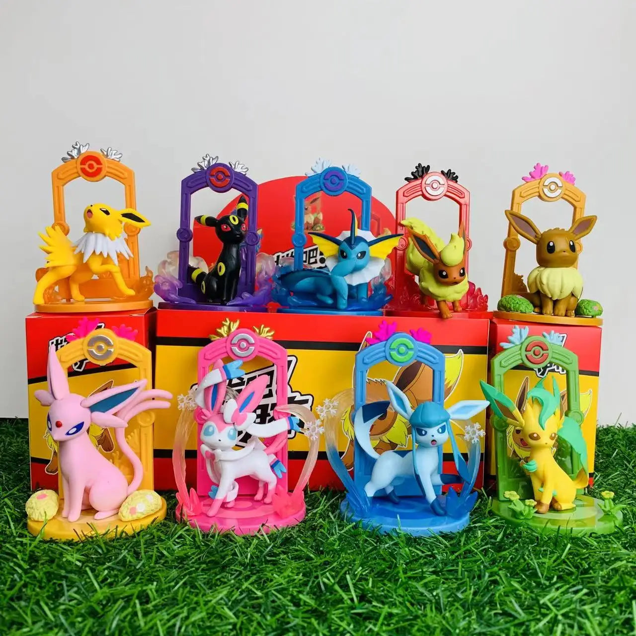 9pcs/Set Pokemon Eeveelution Figure Set Eevee Sylveon Espeon Glaceon Leafeon Box Anime Figure Toy Children's Birthday Gift