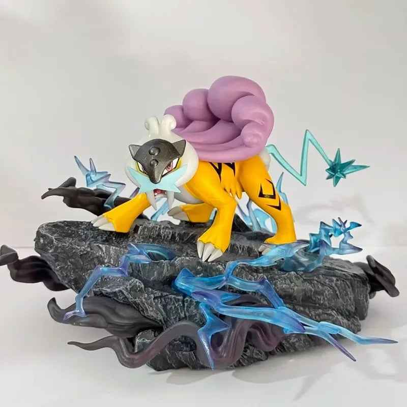 25cm New Pokemon Anime Figure Raikou Peripheral PVC Model Scene Statue Desktop Decoration Ornaments Kids Birthday Gifts Toys