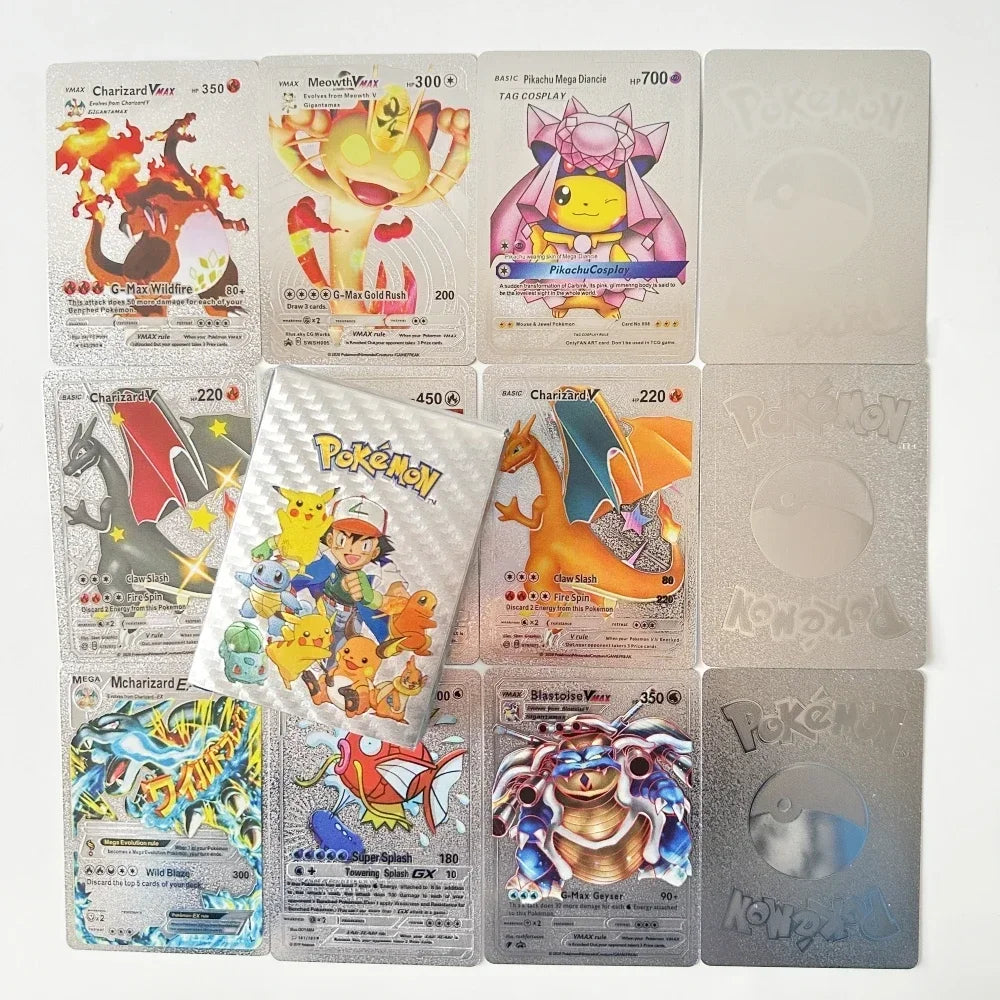 2024 NEW 27-55PCS Pokemon Colorful Gold Foil Card Charizard Pikachu Arceus Silver Rainbow English German VSTAR GX V VMAX Card