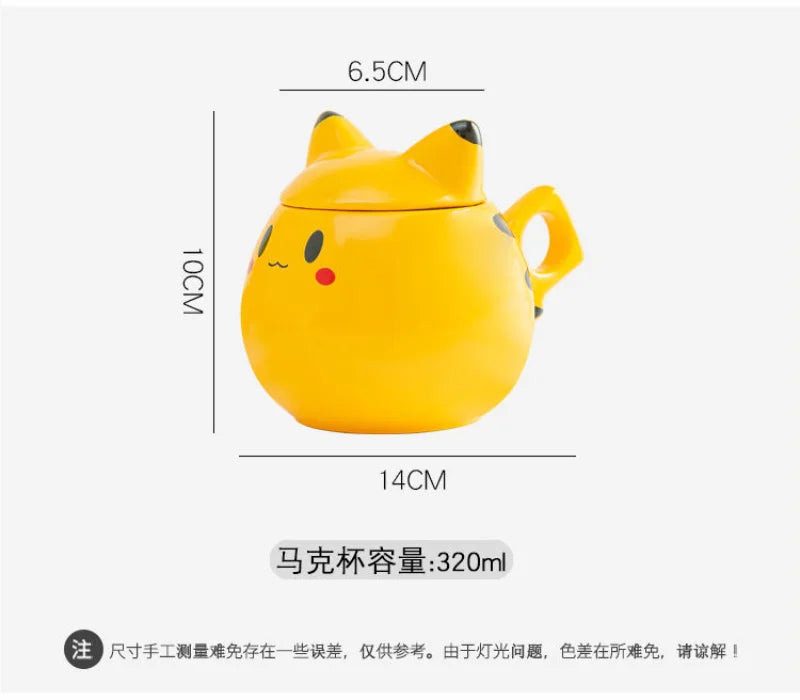 320ml Cute Pokemon Pikachu Ceramic Mug Creative Anime Modelling Children's Breakfast Milk Cup Coffee Tea Water Cup Boy Girl Gift