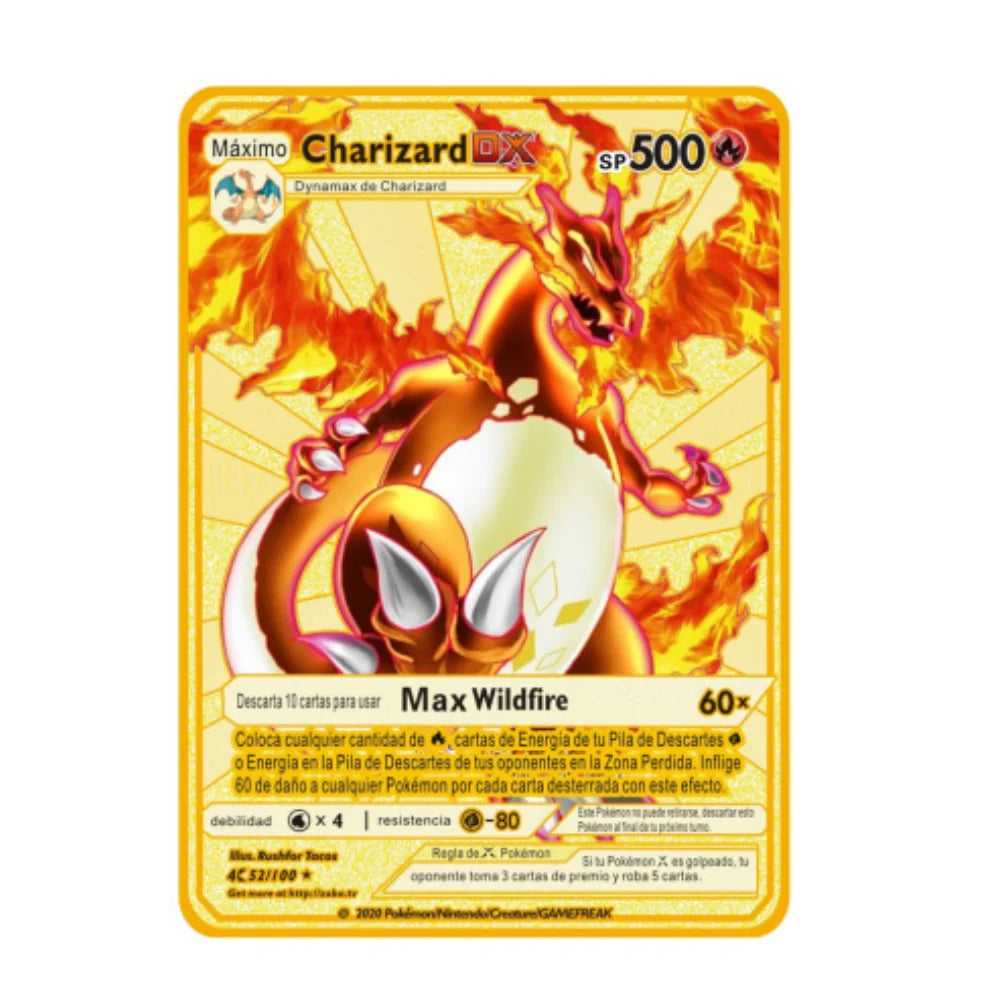 2022Spanish Pokémon Cards Metal Pokemon Letters Spanish Pokemon Iron Cards Mewtwo Pikachu Gx Charizard Vmax Cartas Pokémon Vmax