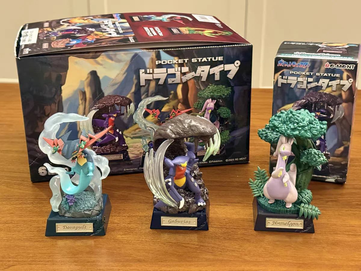 Original Re-Ment Pokemon Pocket Statue Dragon Type Dragonite Flygon Salamence Garchomp Goodra Dragapult Gift Toys