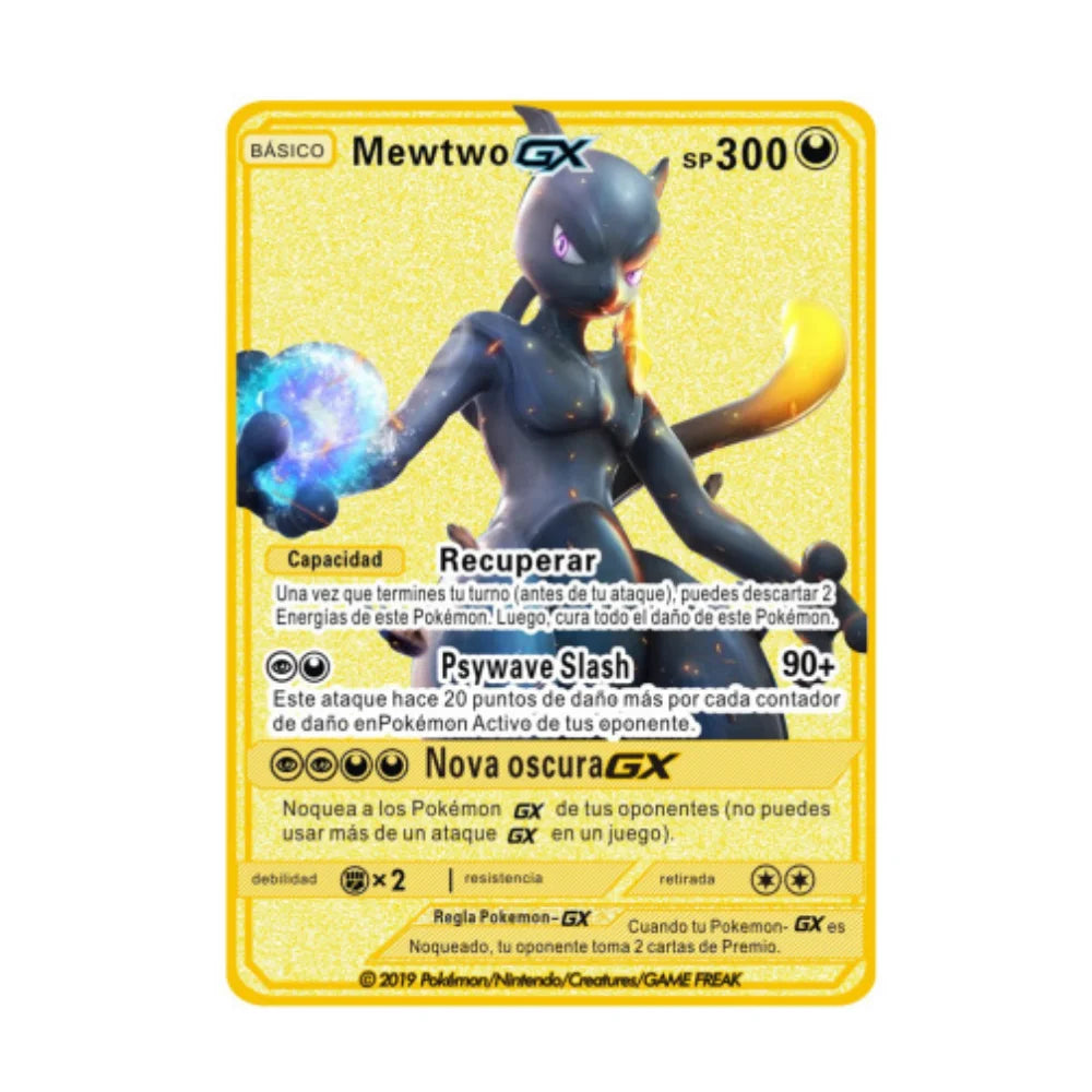 2022Spanish Pokémon Cards Metal Pokemon Letters Spanish Pokemon Iron Cards Mewtwo Pikachu Gx Charizard Vmax Cartas Pokémon Vmax